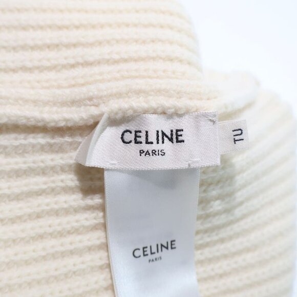 Celine 22 AW Gradient Logo Embroidered Beanie Knit Hat 2 A07 Z666 Q White